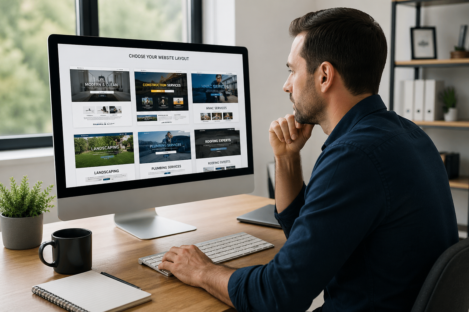 Focused designer in modern office workspace
